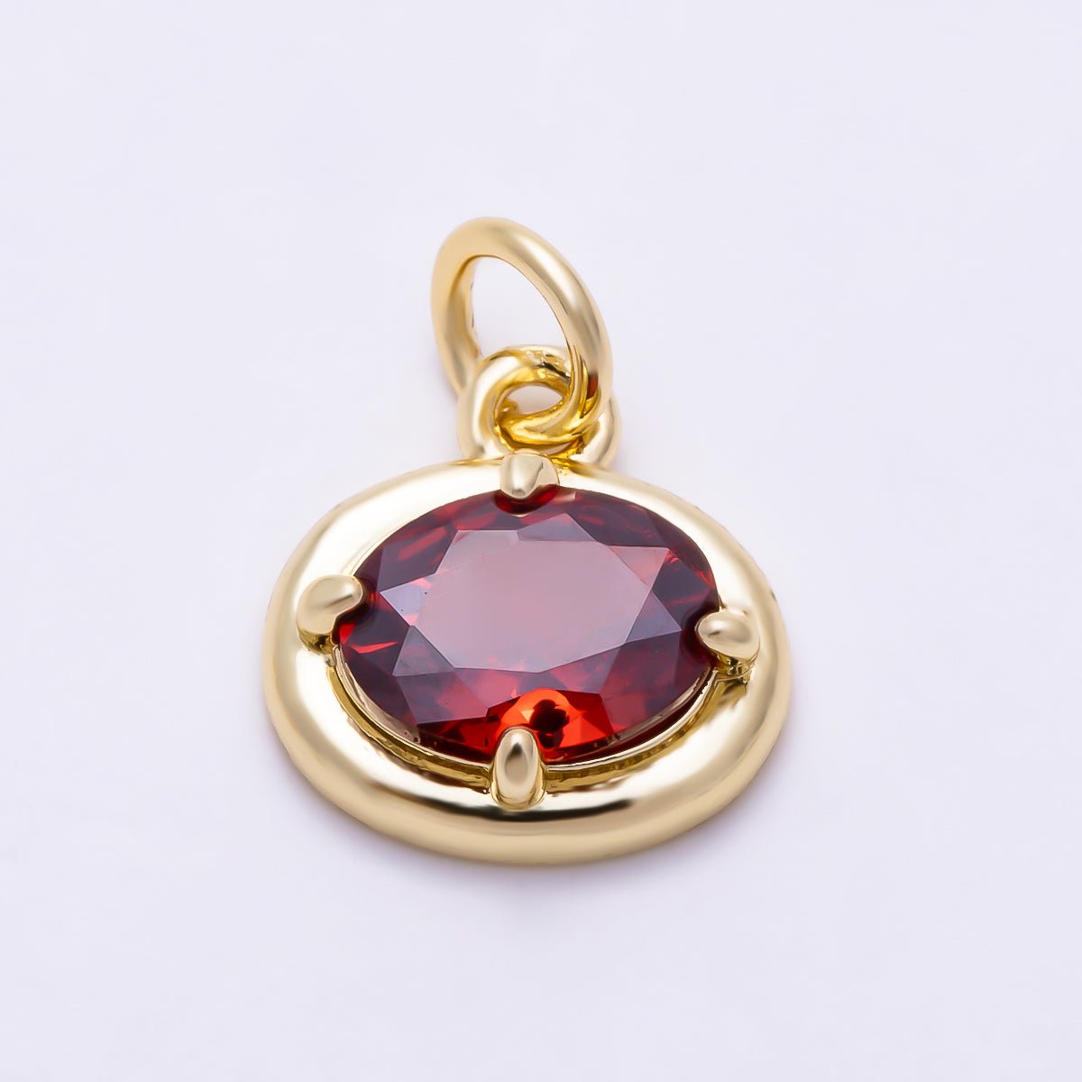 16K Gold Filled 11mm Oval CZ Faceted Birthstone Bezel Charm | Charms-01794 - Charms-01804 - DLUXCA
