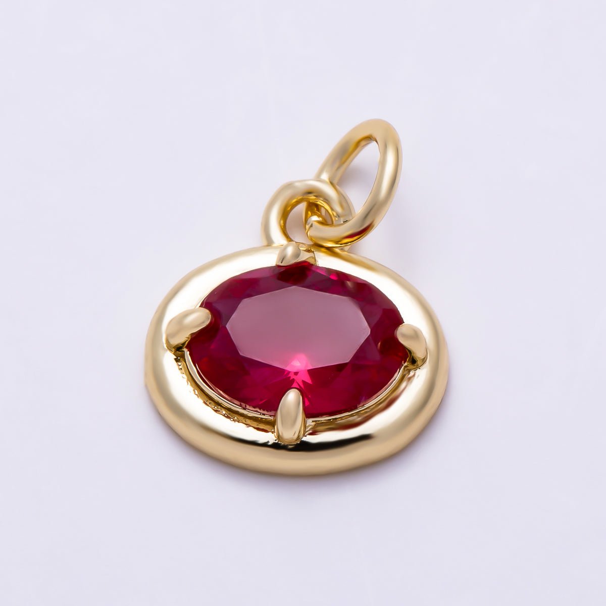 16K Gold Filled 11mm Oval CZ Faceted Birthstone Bezel Charm | Charms-01794 - Charms-01804 - DLUXCA