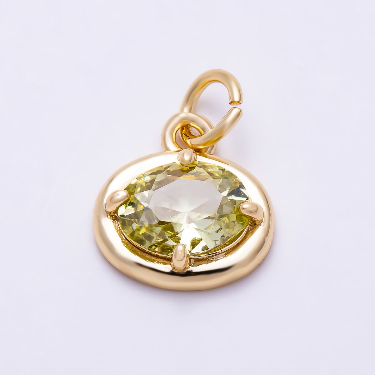 16K Gold Filled 11mm Oval CZ Faceted Birthstone Bezel Charm | Charms-01794 - Charms-01804 - DLUXCA