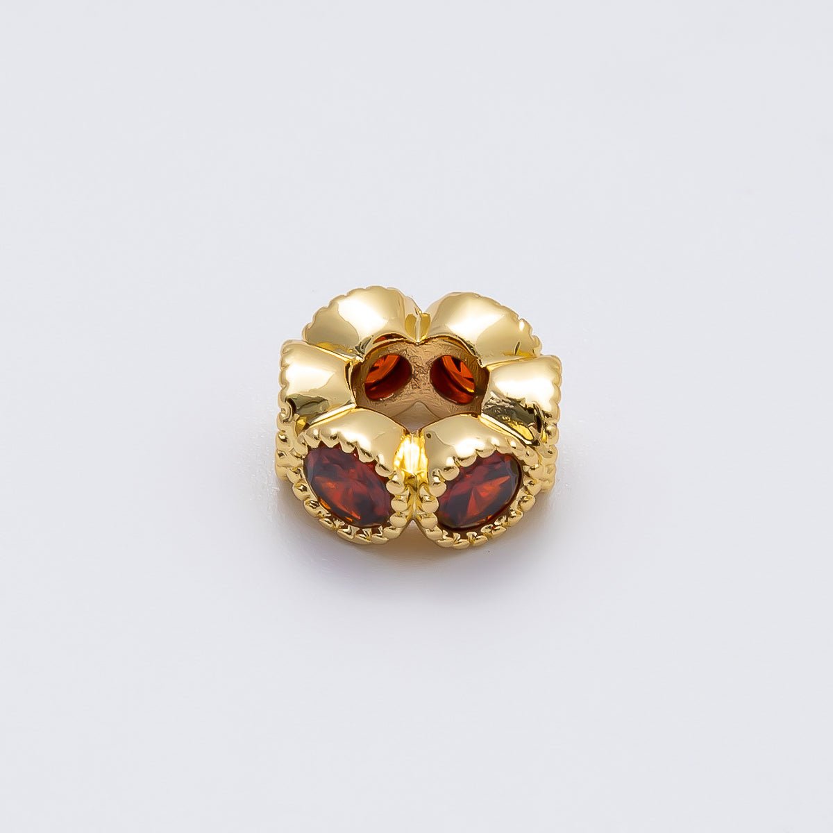 16K Gold Filled 11mm Personalized Round Beaded Birthstone CZ Rondelle Spacer Set | Beads - 00196 ~ Beads - 00207 - DLUXCA