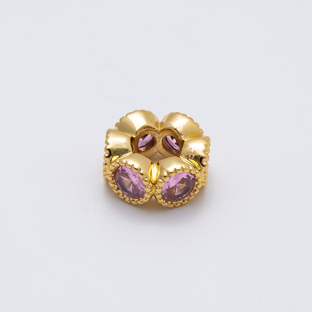 16K Gold Filled 11mm Personalized Round Beaded Birthstone CZ Rondelle Spacer Set | Beads - 00196 ~ Beads - 00207 - DLUXCA