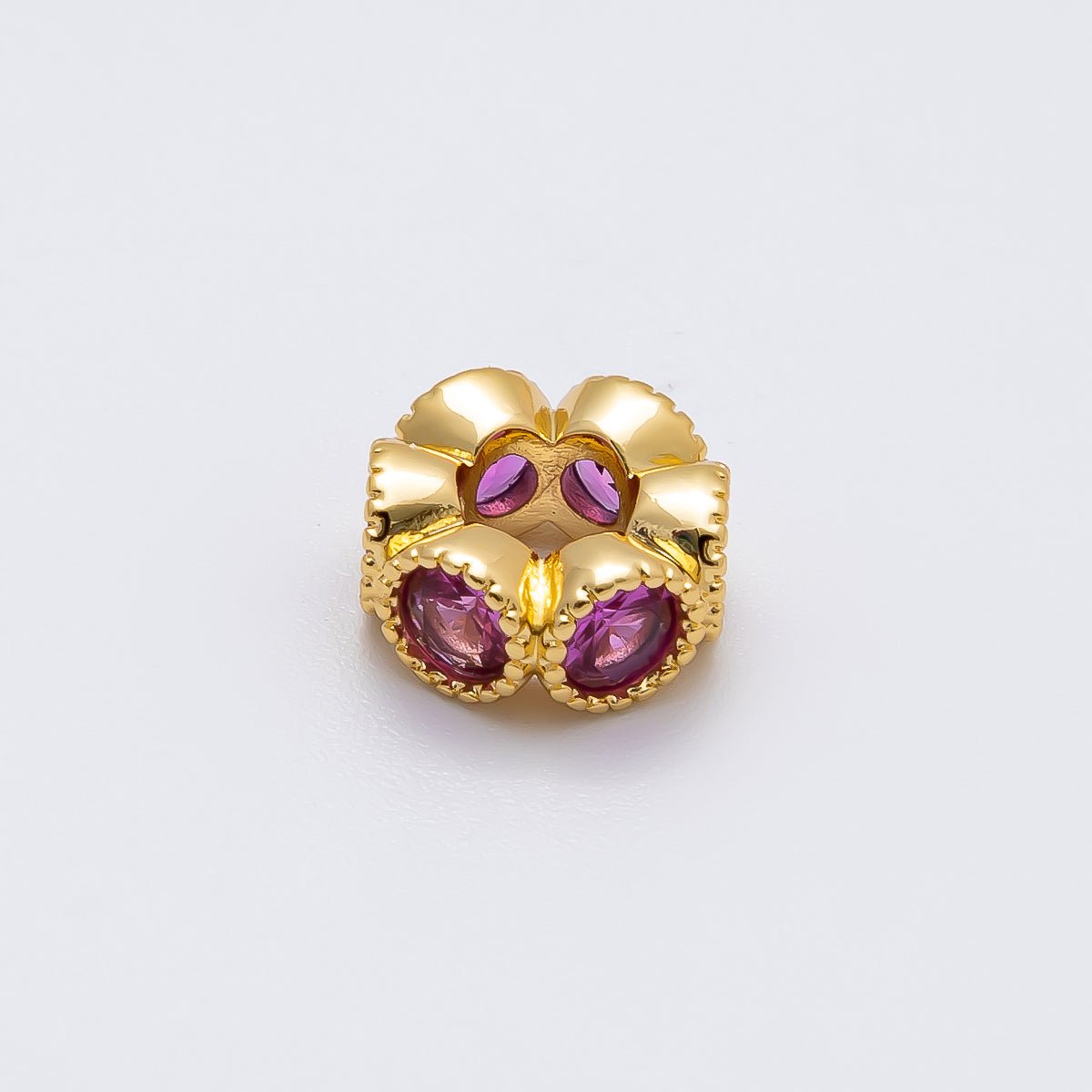 16K Gold Filled 11mm Personalized Round Beaded Birthstone CZ Rondelle Spacer Set | Beads - 00196 ~ Beads - 00207 - DLUXCA