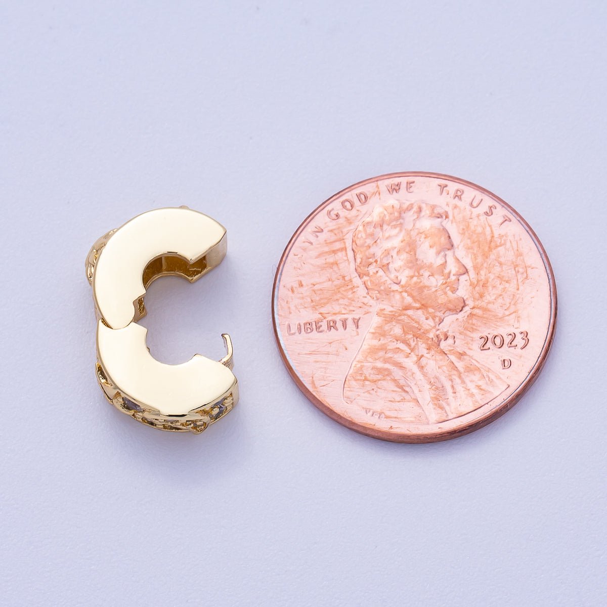 16K Gold Filled 11mm Snap Clip Open Micro Paved CZ Celestial Sun Star Spacer Rondelle | Beads - 00232 - DLUXCA