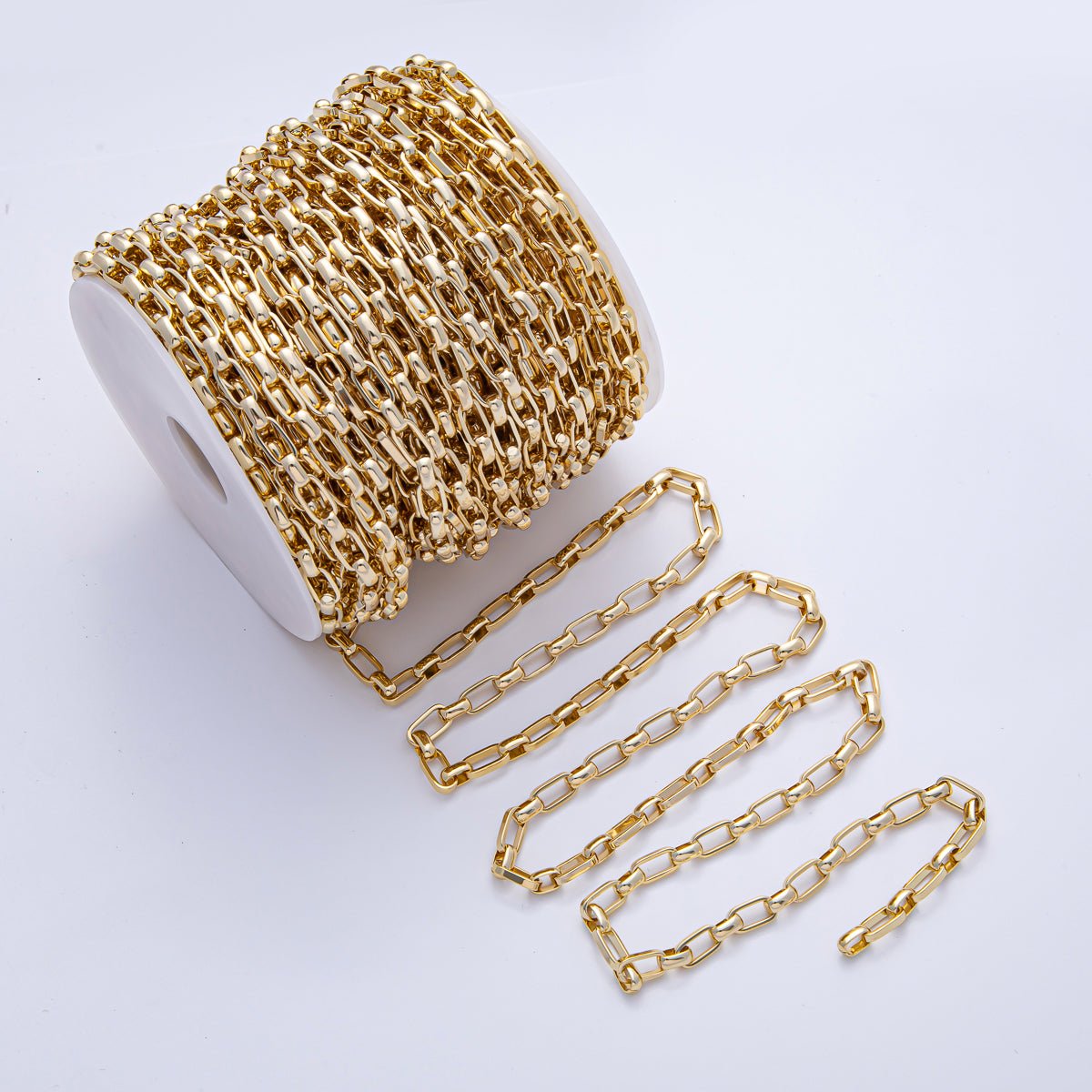 16K Gold Filled 11mm x 2mm Thick Elongated Paperclip Unfinished Chain by Yard | Roll - 1783 - DLUXCA