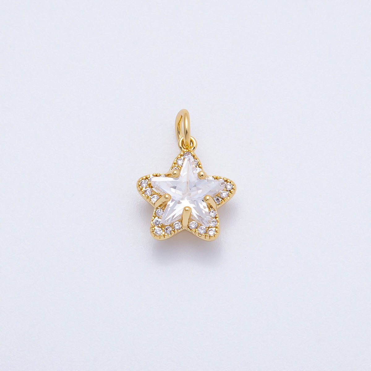 16K Gold Filled 12.5mm Clear Micro Paved CZ Celestial Star Mini Charm | Charms - 00653 - DLUXCA