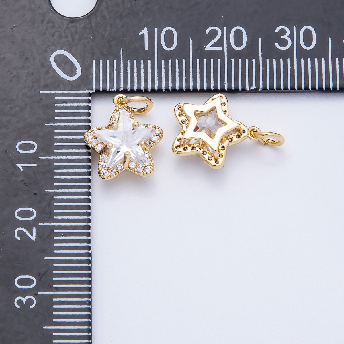 16K Gold Filled 12.5mm Clear Micro Paved CZ Celestial Star Mini Charm | Charms - 00653 - DLUXCA