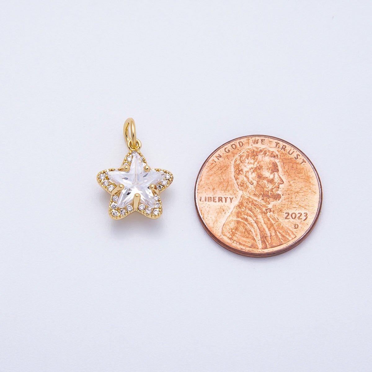 16K Gold Filled 12.5mm Clear Micro Paved CZ Celestial Star Mini Charm | Charms - 00653 - DLUXCA