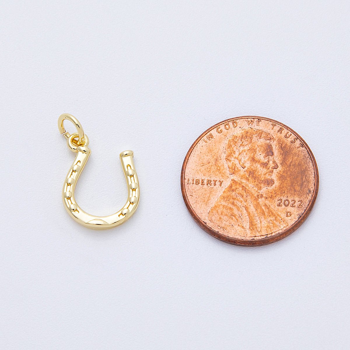 16K Gold Filled 12.5mm Horseshoe Double Sided Multidimensional 3D Mini Charm | Charms - 00129 - DLUXCA