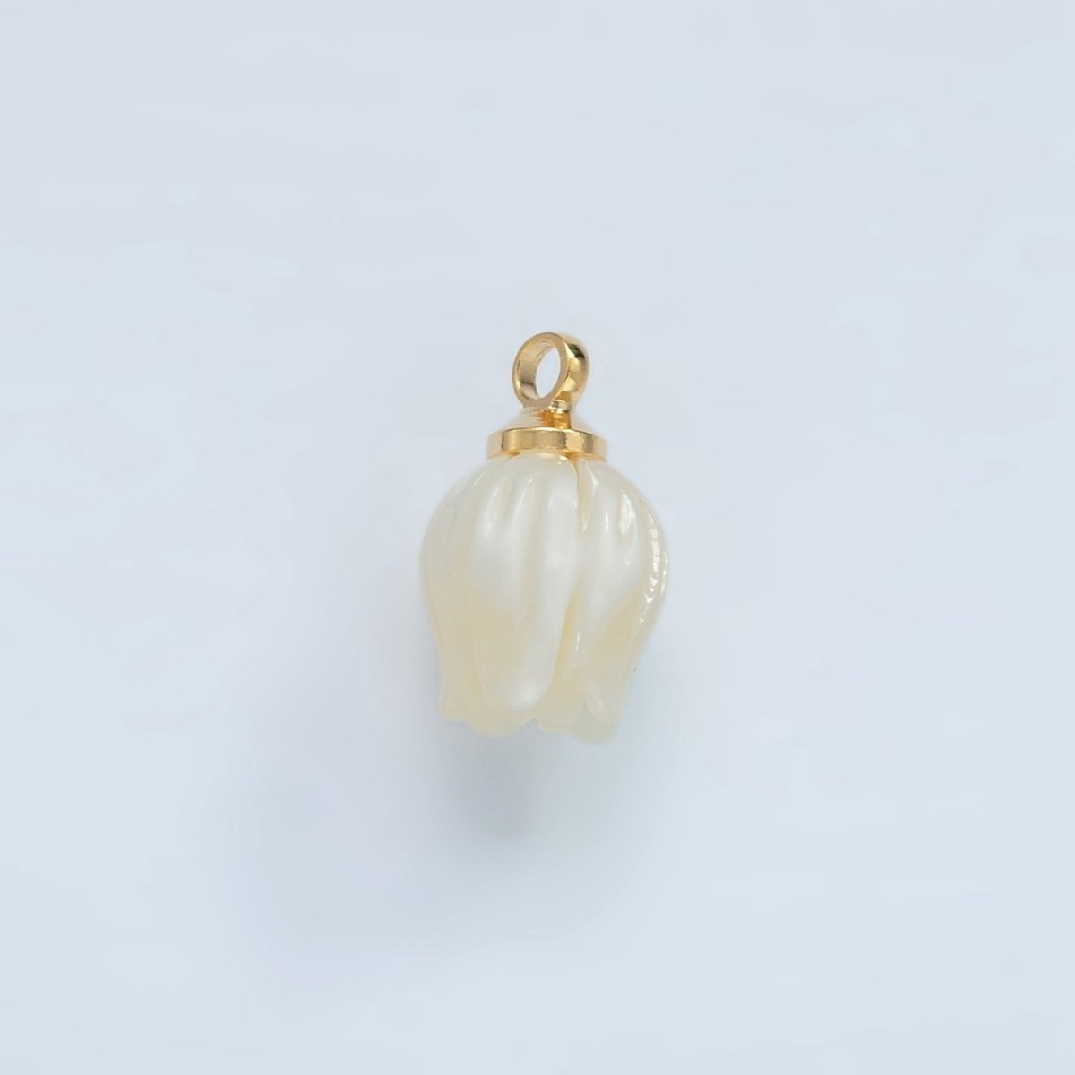 16K Gold Filled 12.5mm Tulip Flower Shell Pearl Charm | P1860 - DLUXCA