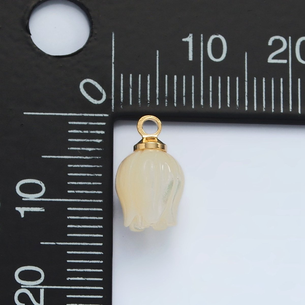 16K Gold Filled 12.5mm Tulip Flower Shell Pearl Charm | P1860 - DLUXCA