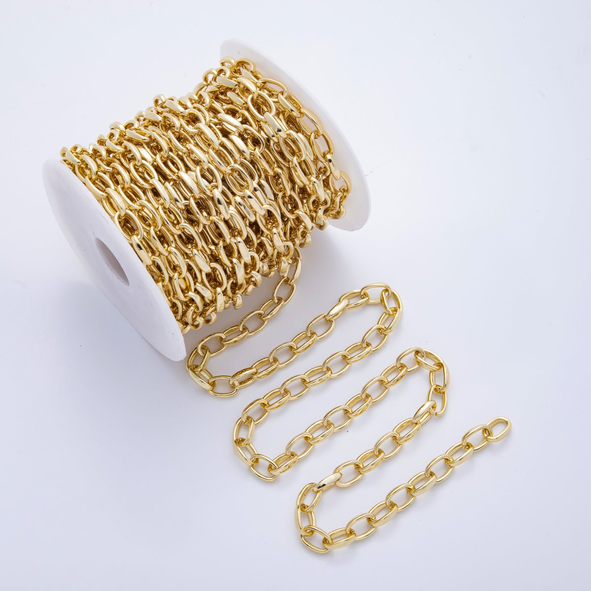 16K Gold Filled 12.8mm x 8.7mm Minimalist Paperclip Unfinished Chain by Yard | Roll - 1838 - DLUXCA