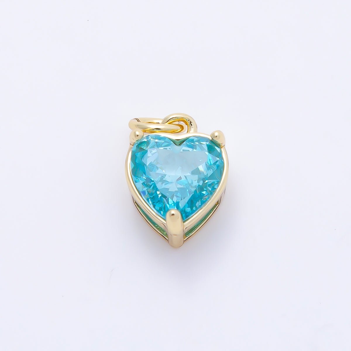 16K Gold Filled 12mm Birthstone CZ Heart Charm | Charms-01184 ~ Charms-01195 - DLUXCA