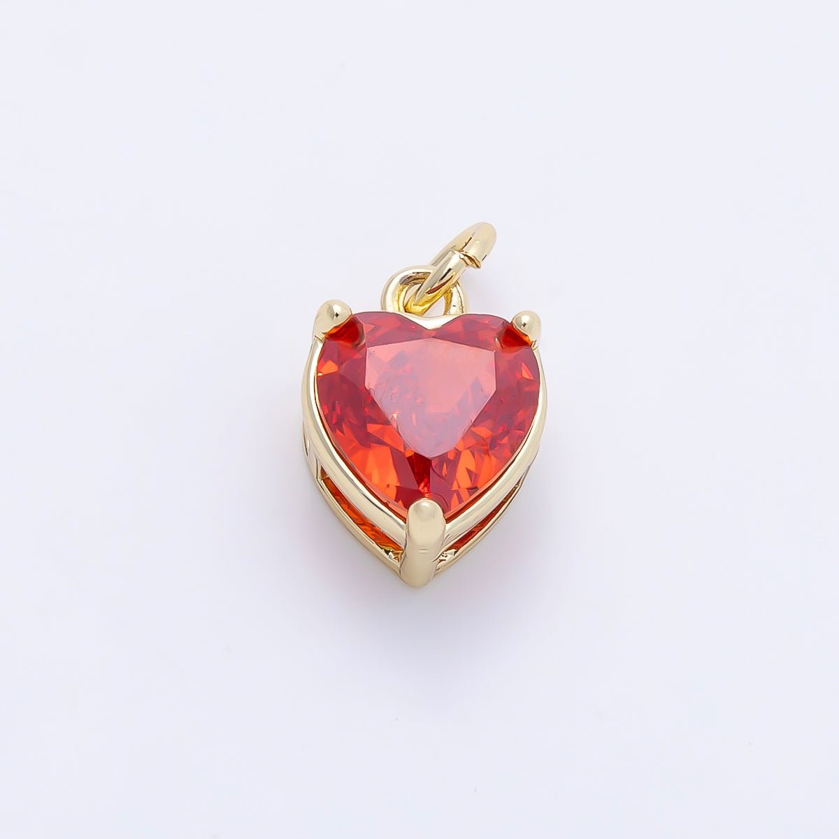 16K Gold Filled 12mm Birthstone CZ Heart Charm | Charms-01184 ~ Charms-01195 - DLUXCA