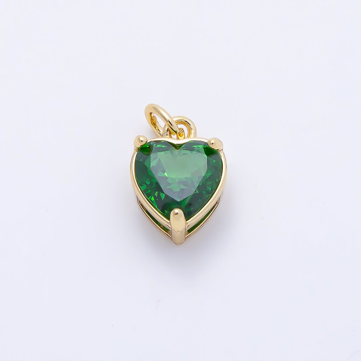 16K Gold Filled 12mm Birthstone CZ Heart Charm | Charms-01184 ~ Charms-01195 - DLUXCA