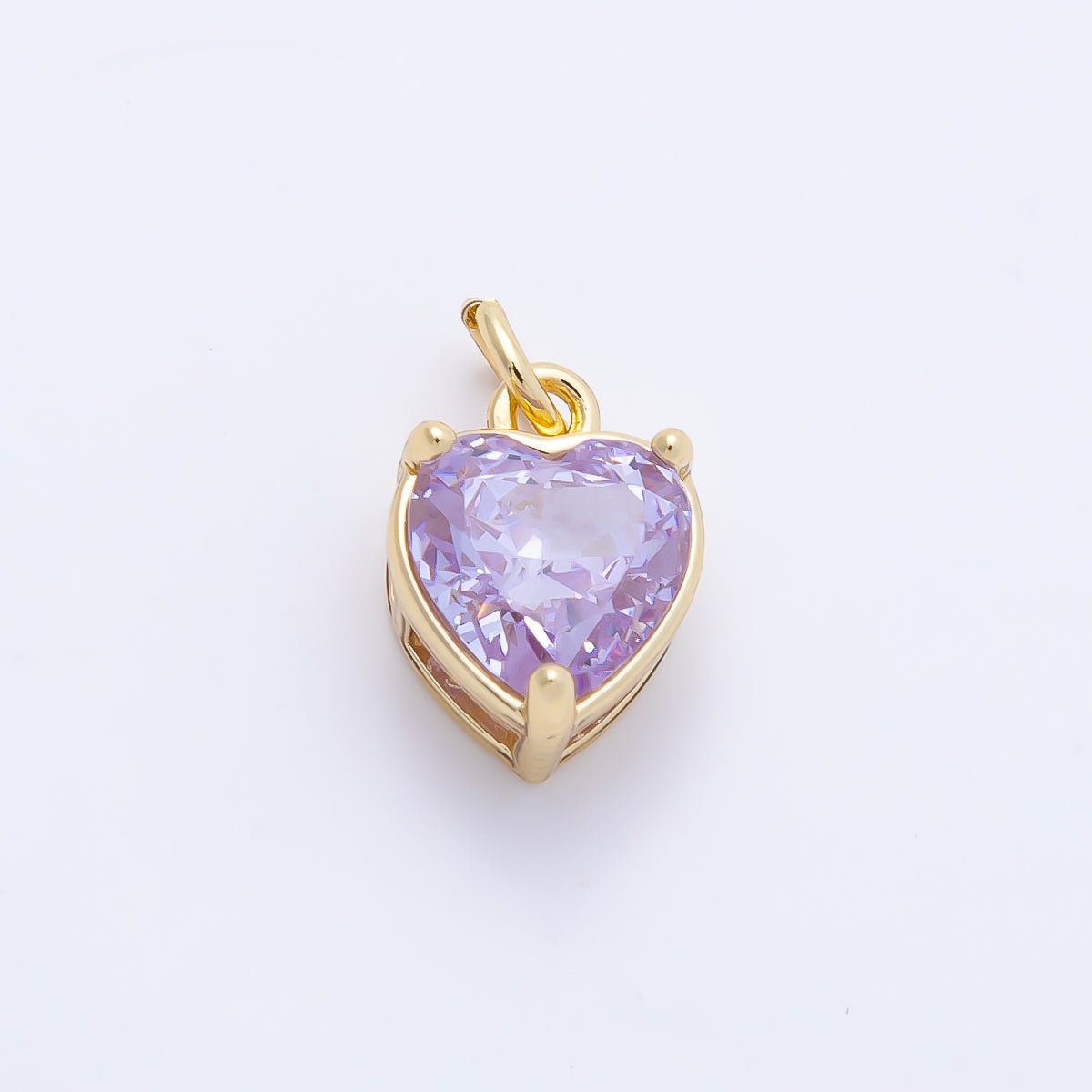 16K Gold Filled 12mm Birthstone CZ Heart Charm | Charms-01184 ~ Charms-01195 - DLUXCA