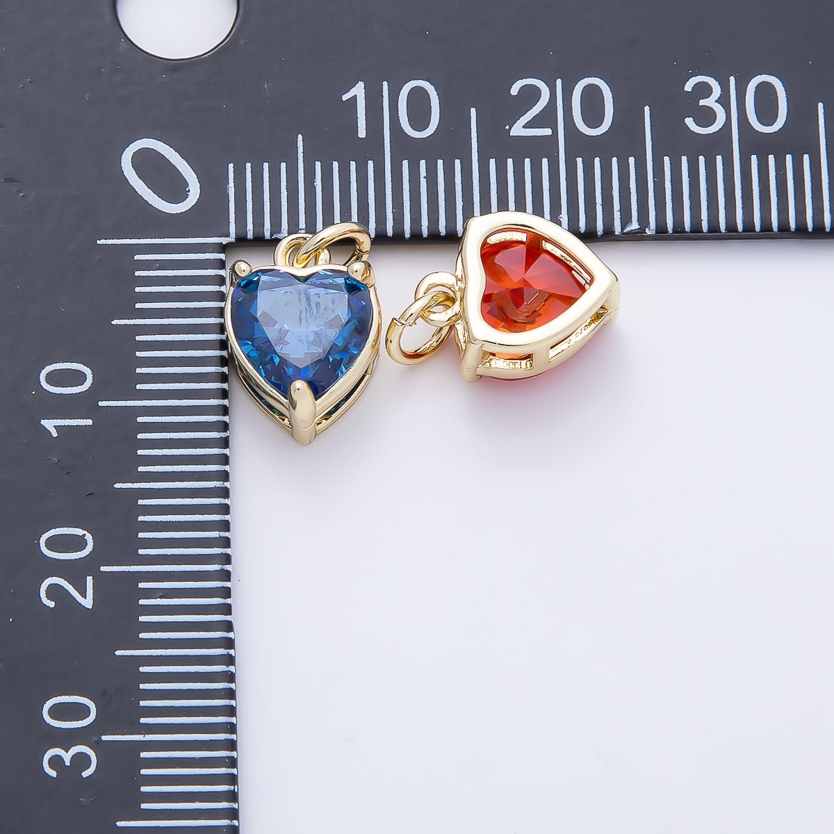 16K Gold Filled 12mm Birthstone CZ Heart Charm | Charms-01184 ~ Charms-01195 - DLUXCA