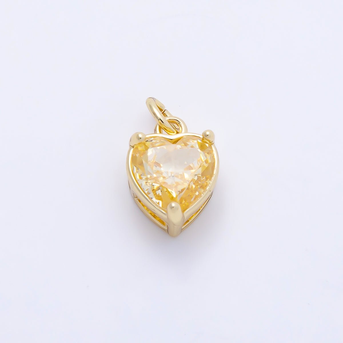 16K Gold Filled 12mm Birthstone CZ Heart Charm | Charms-01184 ~ Charms-01195 - DLUXCA