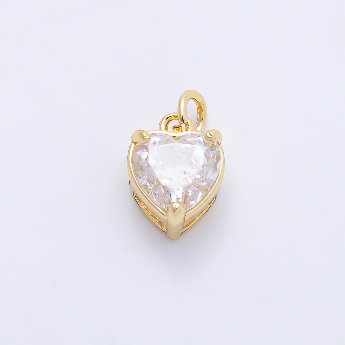 16K Gold Filled 12mm Birthstone CZ Heart Charm | Charms-01184 ~ Charms-01195 - DLUXCA