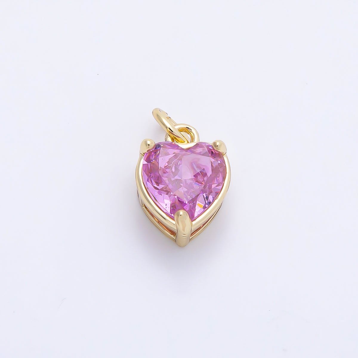 16K Gold Filled 12mm Birthstone CZ Heart Charm | Charms-01184 ~ Charms-01195 - DLUXCA