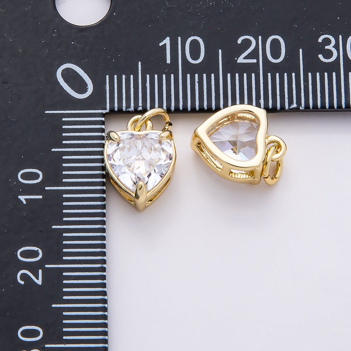 16K Gold Filled 12mm Clear CZ Heart Solitaire Charm | Charms - 00818 - DLUXCA