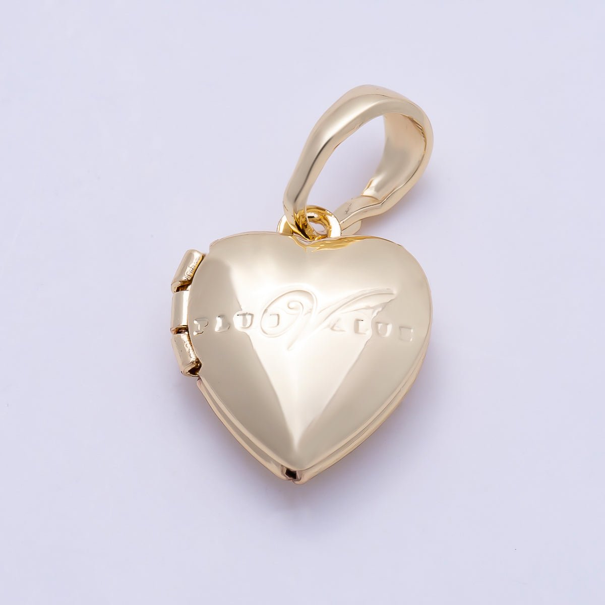 16K Gold Filled 12mm Engraved Chubby Heart Locket Pendant | Charms-01394 - DLUXCA