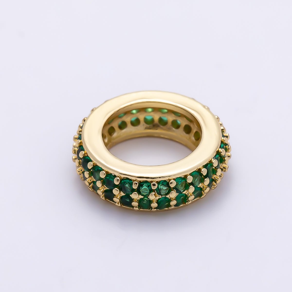 16K Gold Filled 12mm Micro Paved CZ Thin Rondelle Bead | Beads-00482 ~ Beads-00487 - DLUXCA