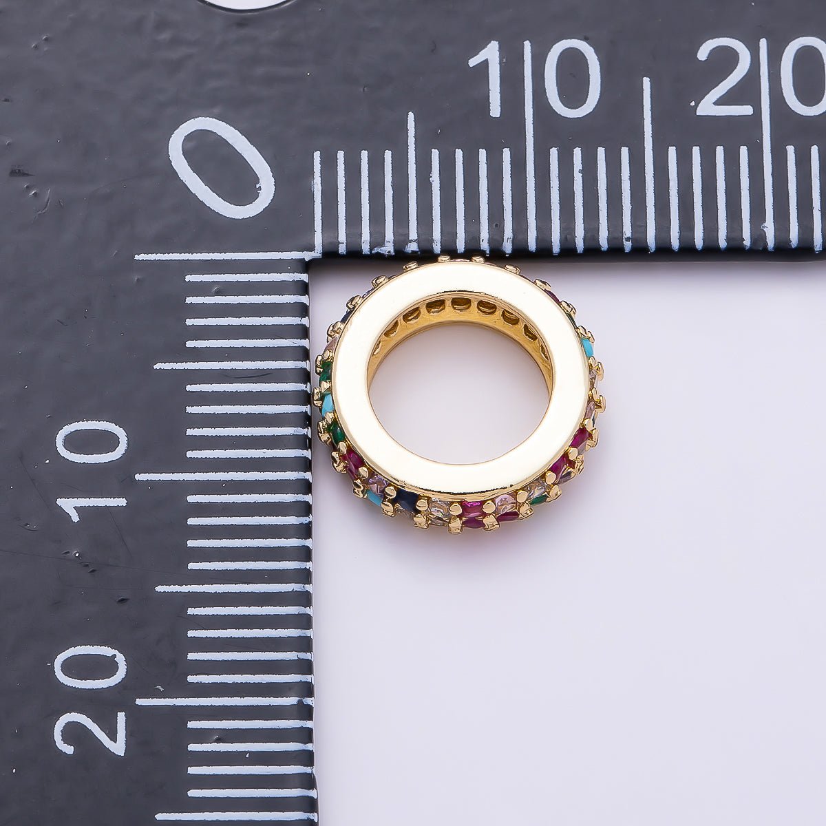 16K Gold Filled 12mm Micro Paved CZ Thin Rondelle Bead | Beads-00482 ~ Beads-00487 - DLUXCA