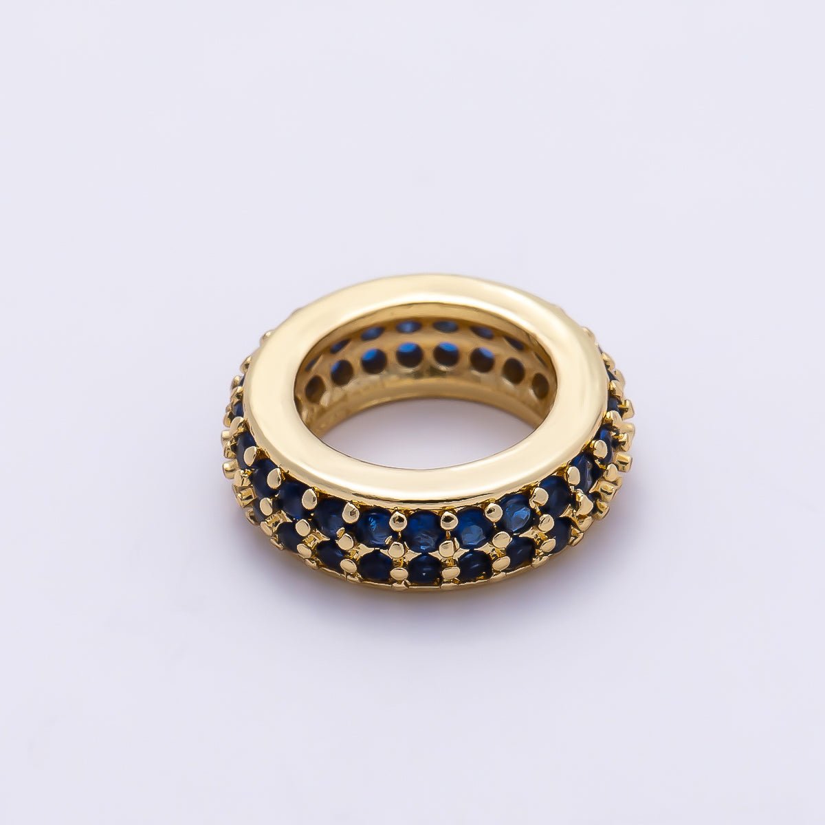 16K Gold Filled 12mm Micro Paved CZ Thin Rondelle Bead | Beads-00482 ~ Beads-00487 - DLUXCA