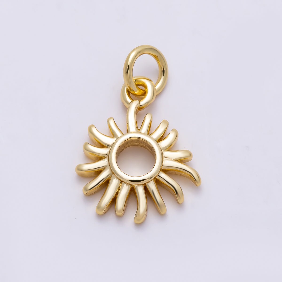 16K Gold Filled 12mm Minimalist Celestial Sun Ray Charm | Charms-01482 - DLUXCA