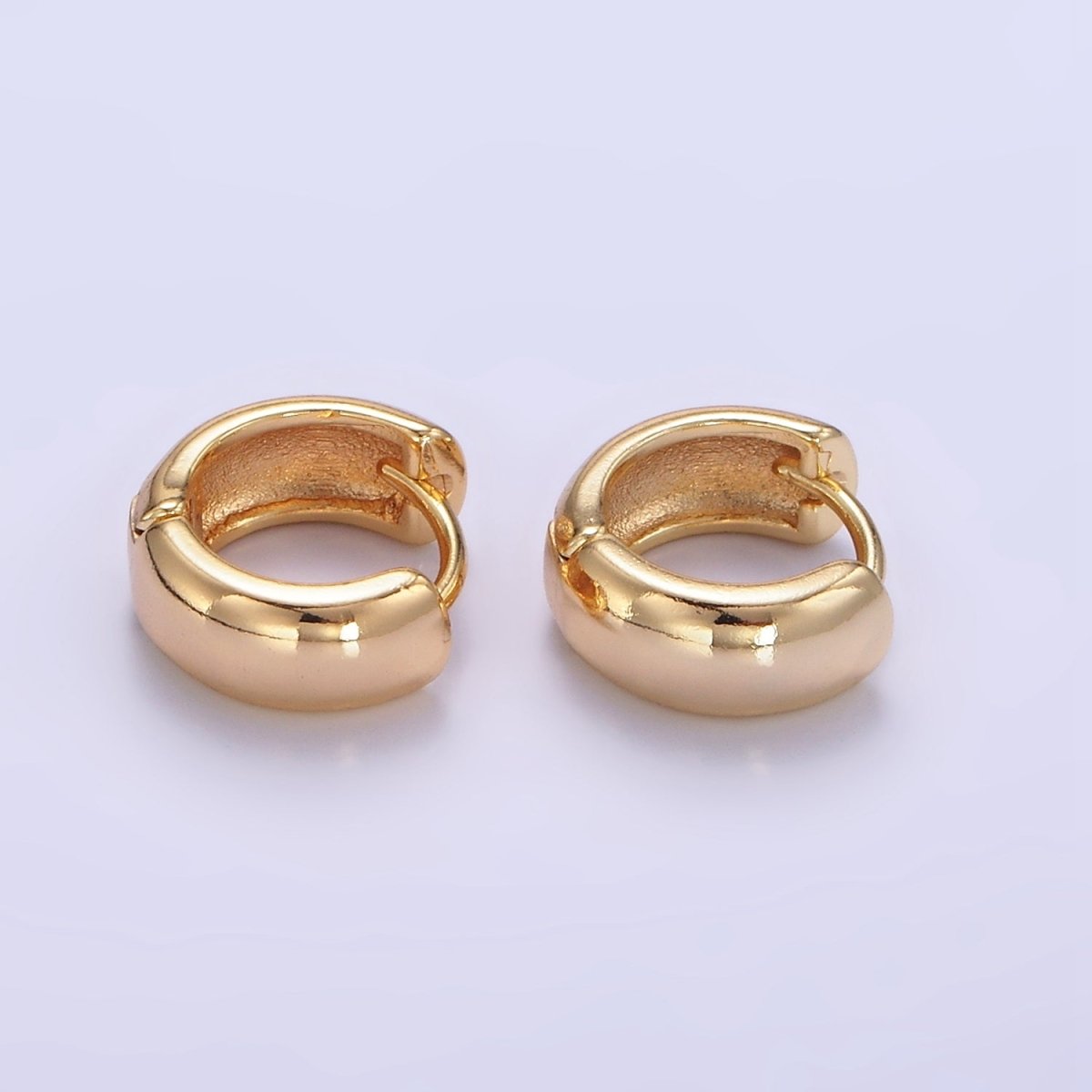 16K Gold Filled 12mm Minimalist Dome Cartilage Huggie Earrings | AB1182 - DLUXCA