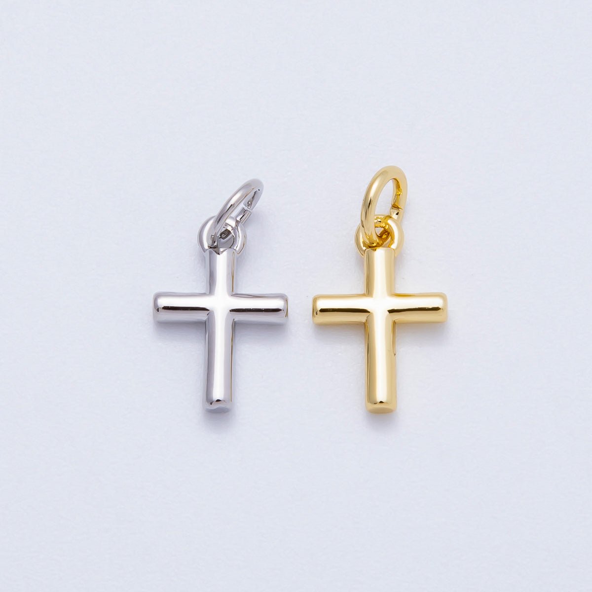 16K Gold Filled 12mm Minimalist Religious Cross Mini Charm in Gold & Silver | Charms - 00651 Charms - 00652 - DLUXCA