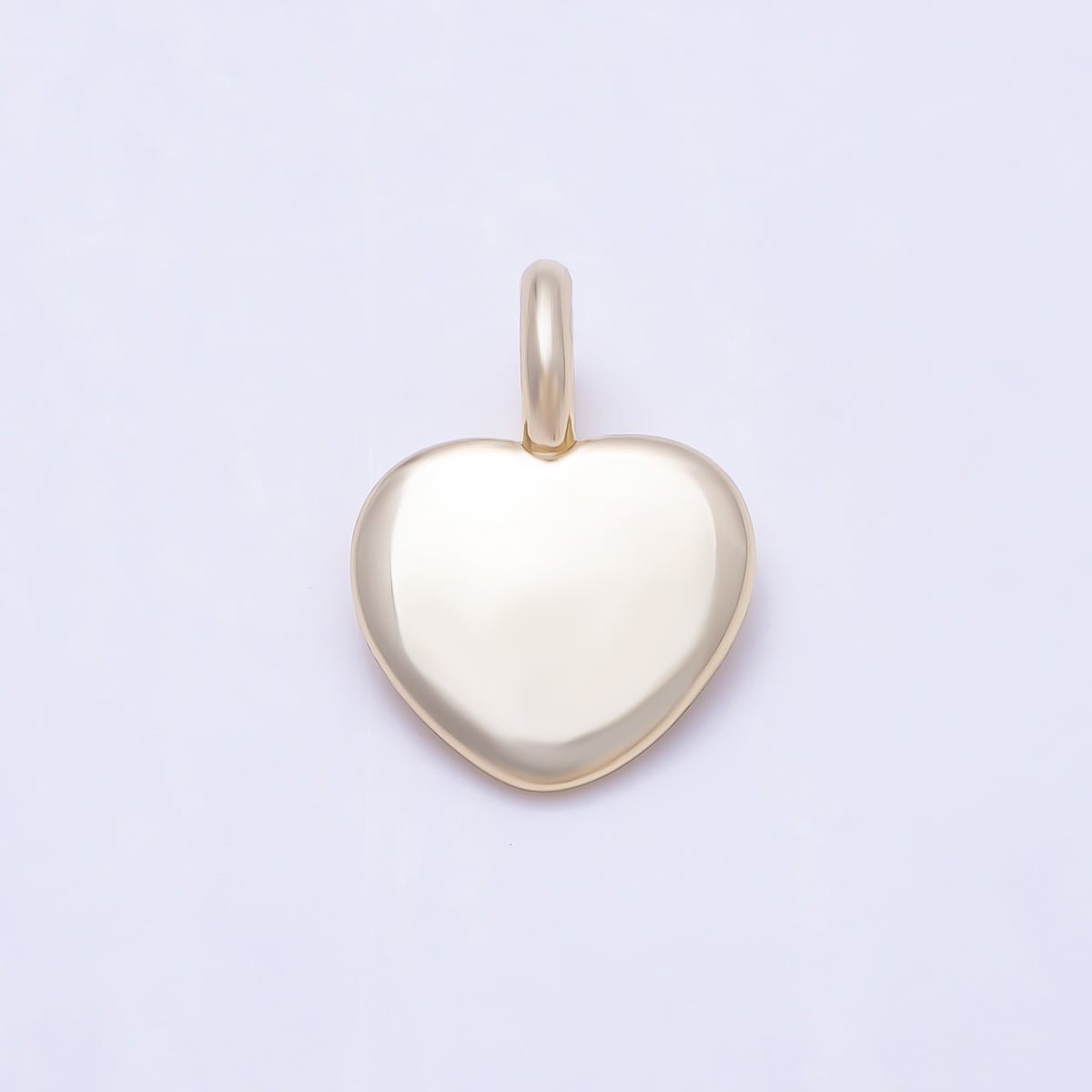 16K Gold Filled 12mm Minimalist Smooth Plain Puffy Heart Charm | Charms-01645 - DLUXCA