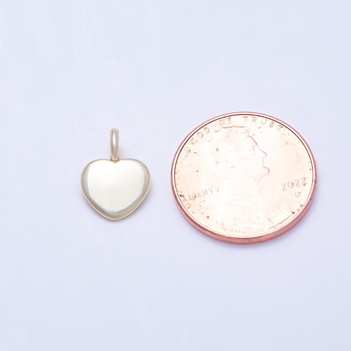 16K Gold Filled 12mm Minimalist Smooth Plain Puffy Heart Charm | Charms-01645 - DLUXCA