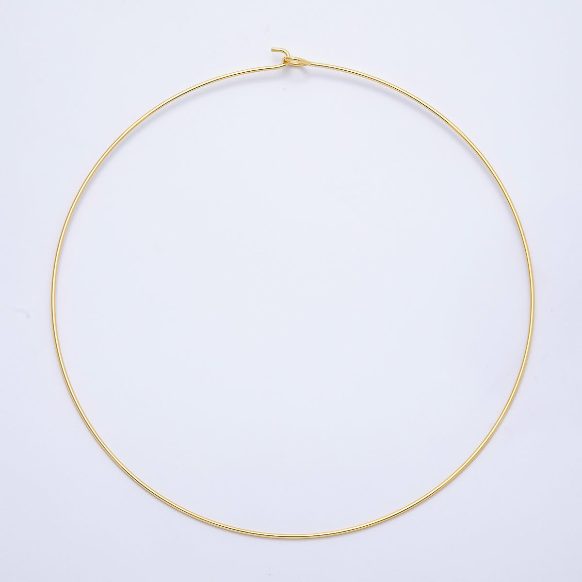 16K Gold Filled 1.2mm Plain Thin Torque Tube Choker Floating Collar Necklace in Gold & Silver | WA - 04444 - WA - 04445 - DLUXCA