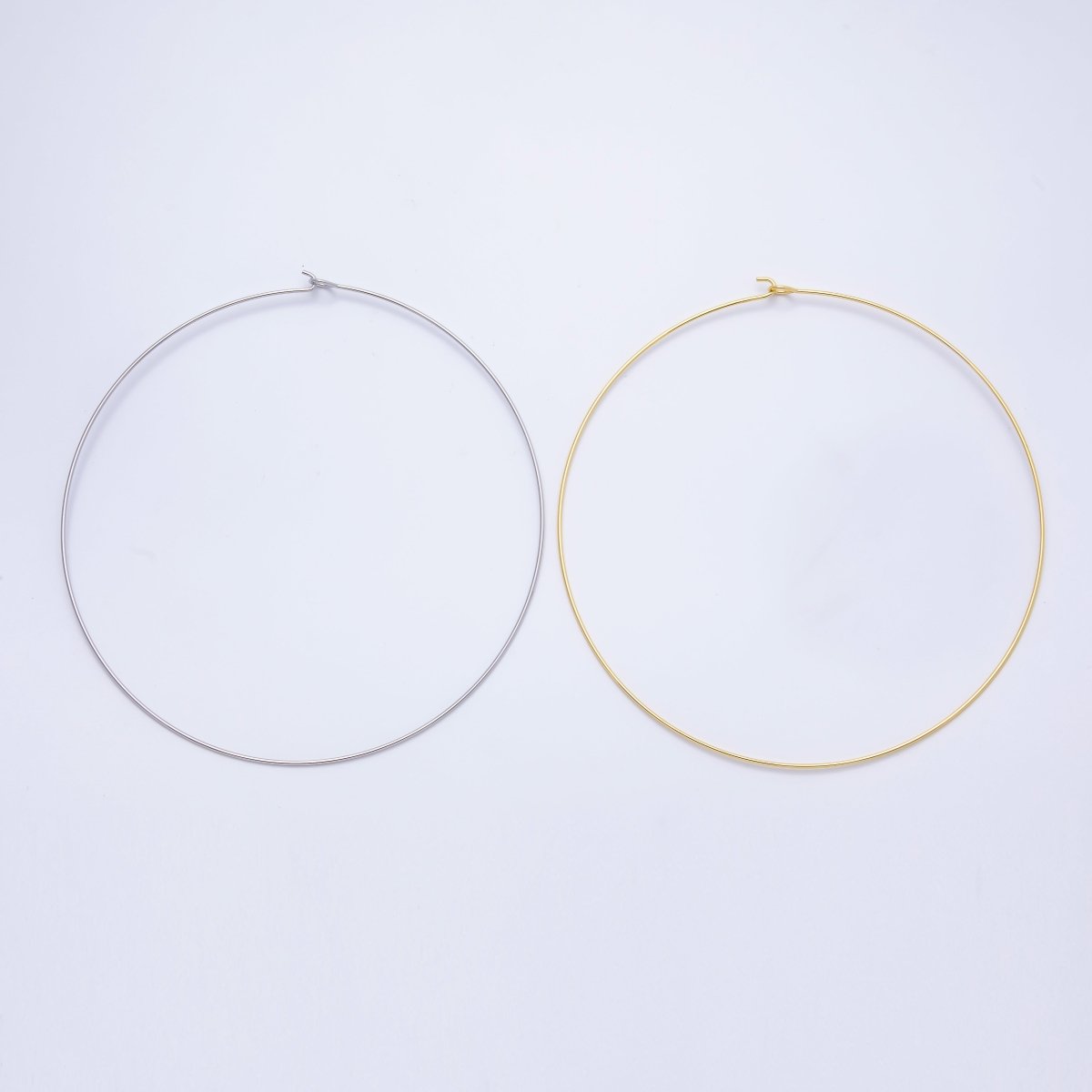 16K Gold Filled 1.2mm Plain Thin Torque Tube Choker Floating Collar Necklace in Gold & Silver | WA - 04444 - WA - 04445 - DLUXCA