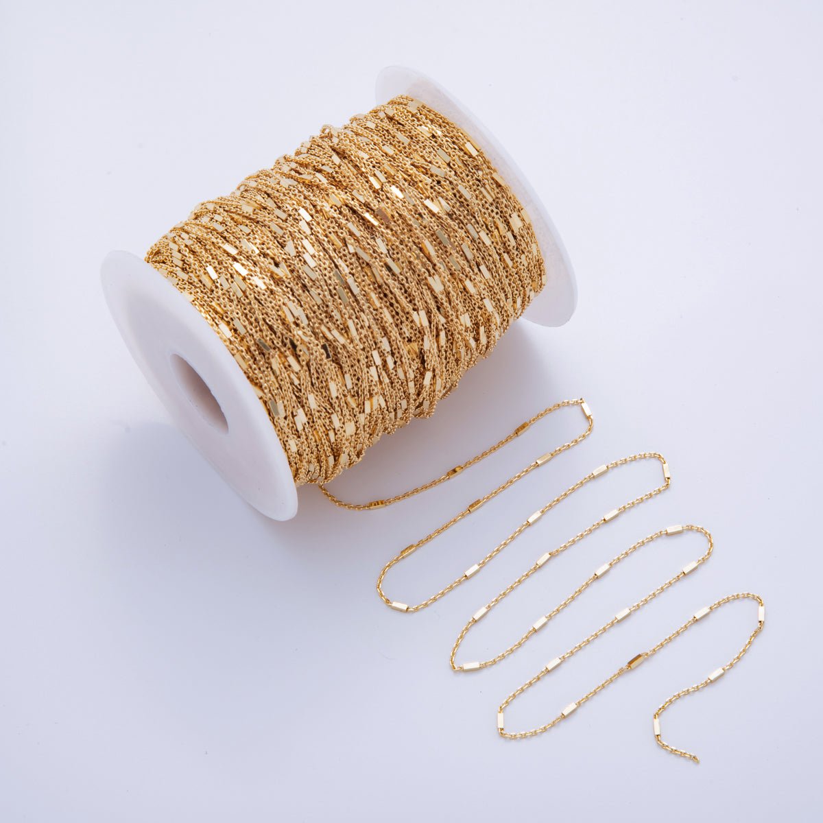 16K Gold Filled 1.2mm Rectangular Satellite Cable Unfinished Chain by Yard | Roll - 1571 - DLUXCA