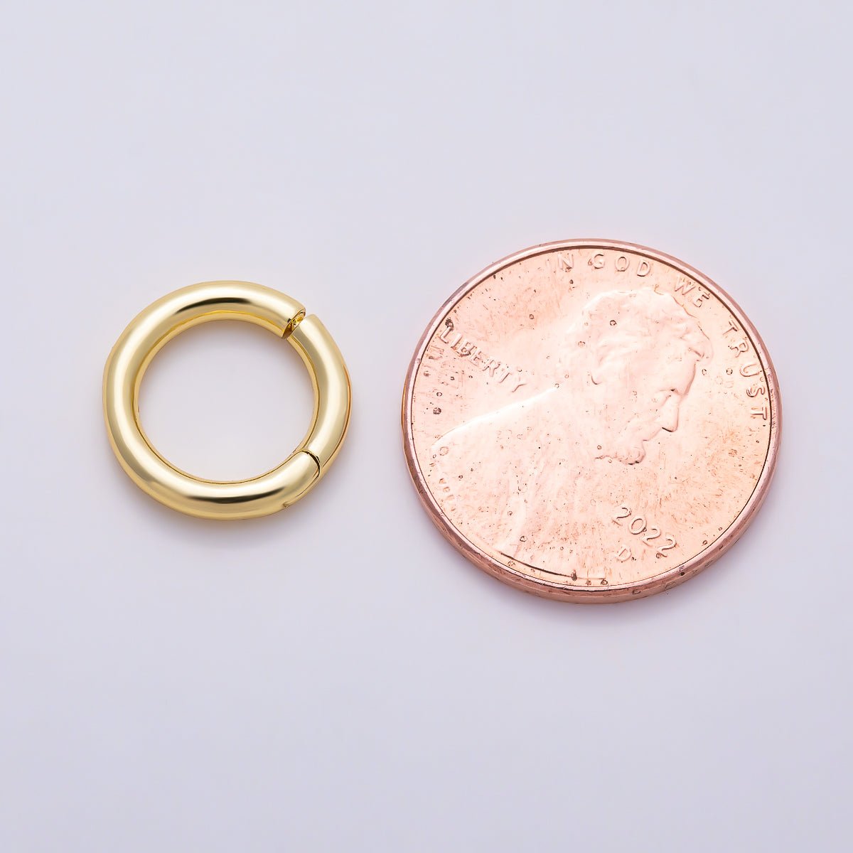 16K Gold Filled 12mm Round Clicker Hinge Spring Gate Ring Clasp | Findings-00549 - DLUXCA