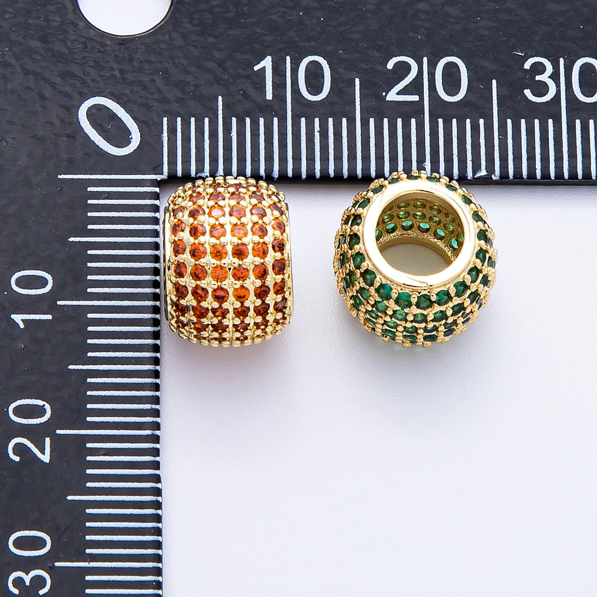 16K Gold Filled 12mm Wide Micro Paved CZ Birthstone Spacer Set | Beads - 00039 - Beads - 00050 - DLUXCA