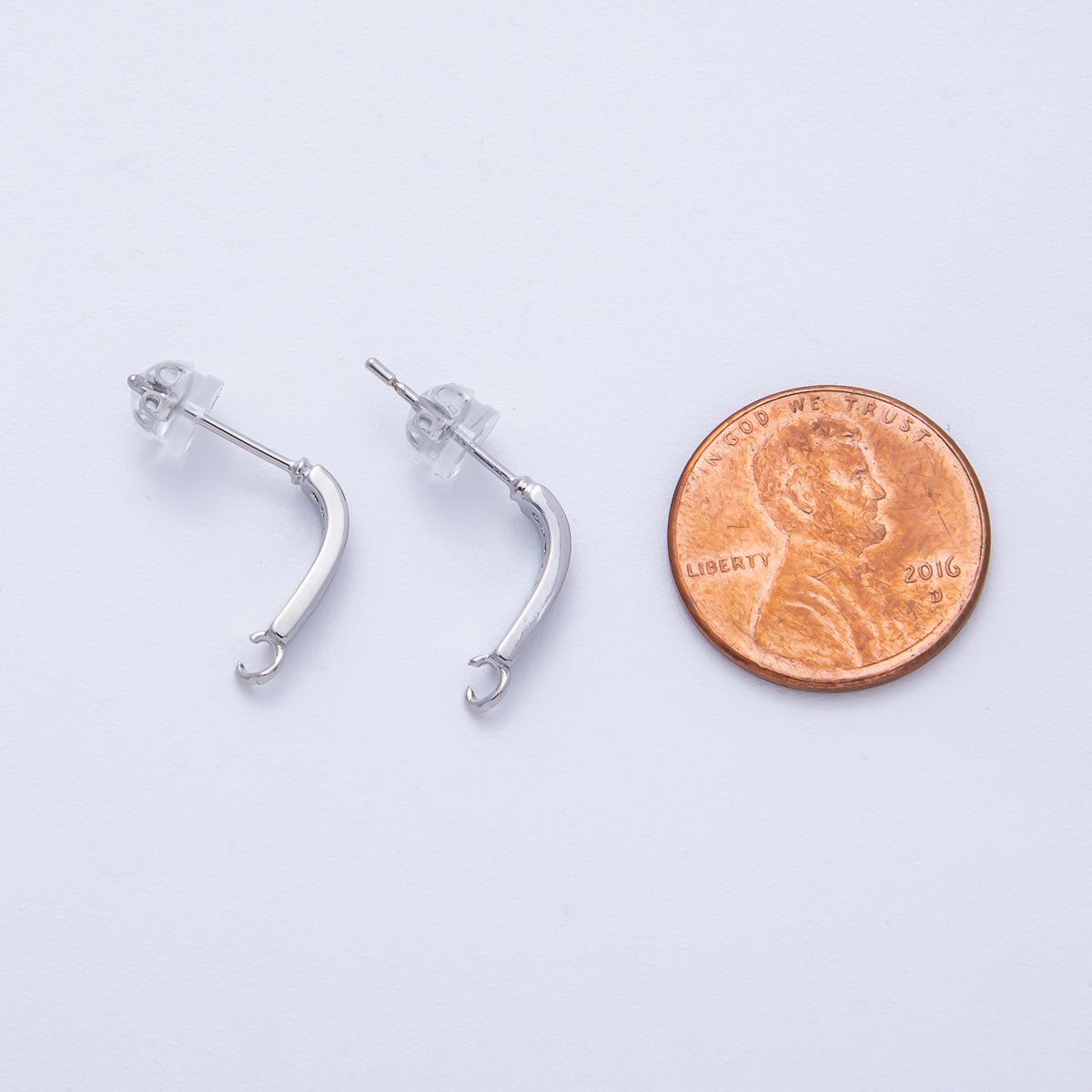 16K Gold Filled 13.5mm Micro Paved CZ Linear Drop Stud Earrings in Gold & Silver | Findings - 00094 Findings - 00093 - DLUXCA