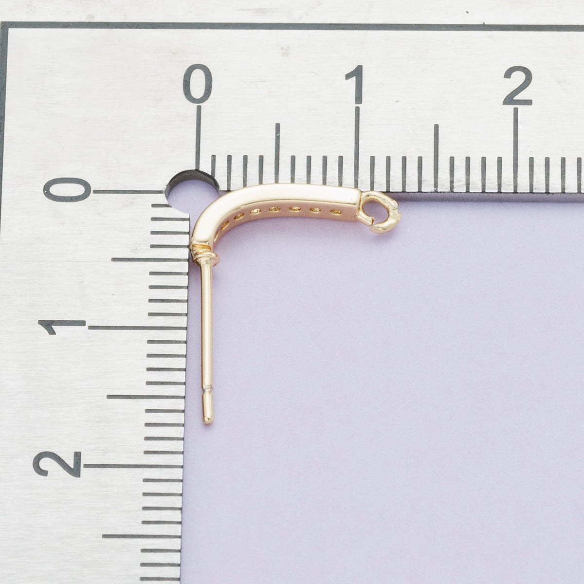 16K Gold Filled 13.5mm Micro Paved CZ Linear Drop Stud Earrings in Gold & Silver | Findings - 00094 Findings - 00093 - DLUXCA