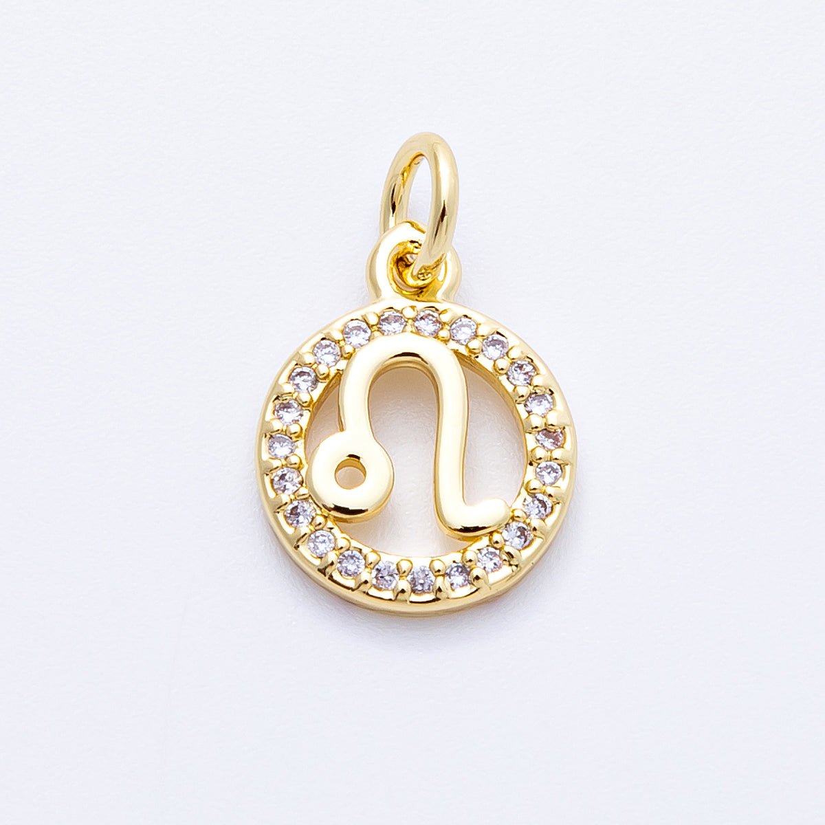 16K Gold Filled 13.5mm Micro Paved CZ Personalized Zodiac Sign Charm | Charms - 00223 ~ Charms - 00234 - DLUXCA