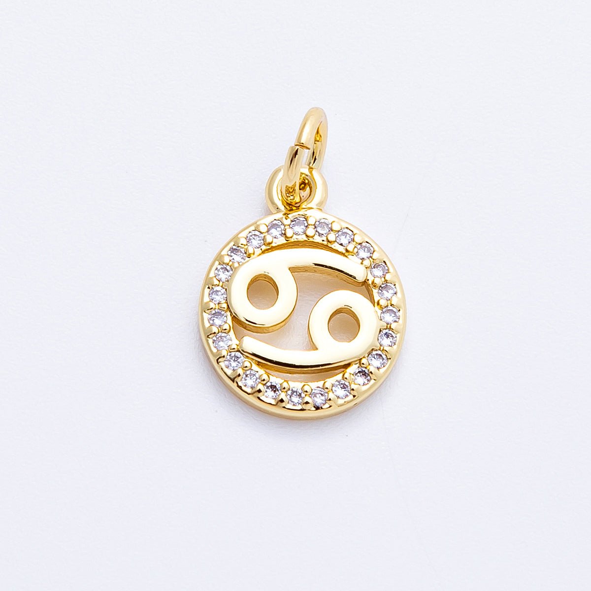 16K Gold Filled 13.5mm Micro Paved CZ Personalized Zodiac Sign Charm | Charms - 00223 ~ Charms - 00234 - DLUXCA