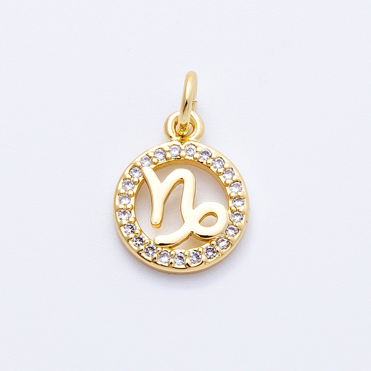 16K Gold Filled 13.5mm Micro Paved CZ Personalized Zodiac Sign Charm | Charms - 00223 ~ Charms - 00234 - DLUXCA