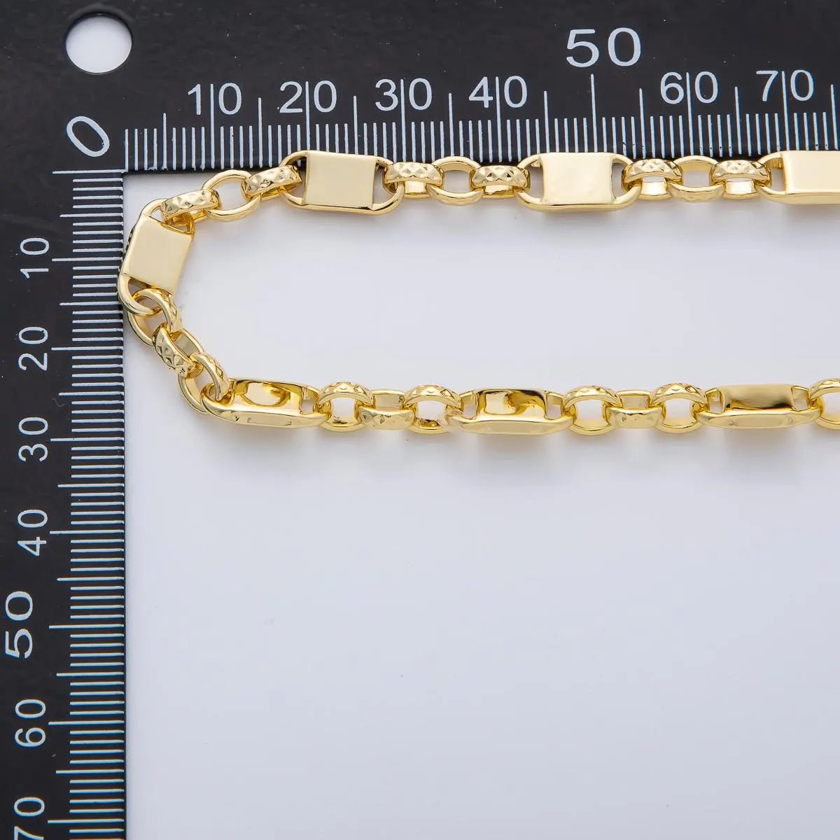 16K Gold Filled 13.6mm x 6.1mm Anchor Square Geometric Edged Link Unfinished Chain by Yard | Roll - 1773 - DLUXCA