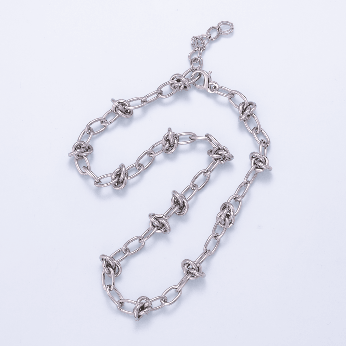 16K Gold Filled 13mm Knot Geometric Paperclip Chain 17.5 Inch Necklace in Gold & Silver | WA-01952 WA-01953 - DLUXCA
