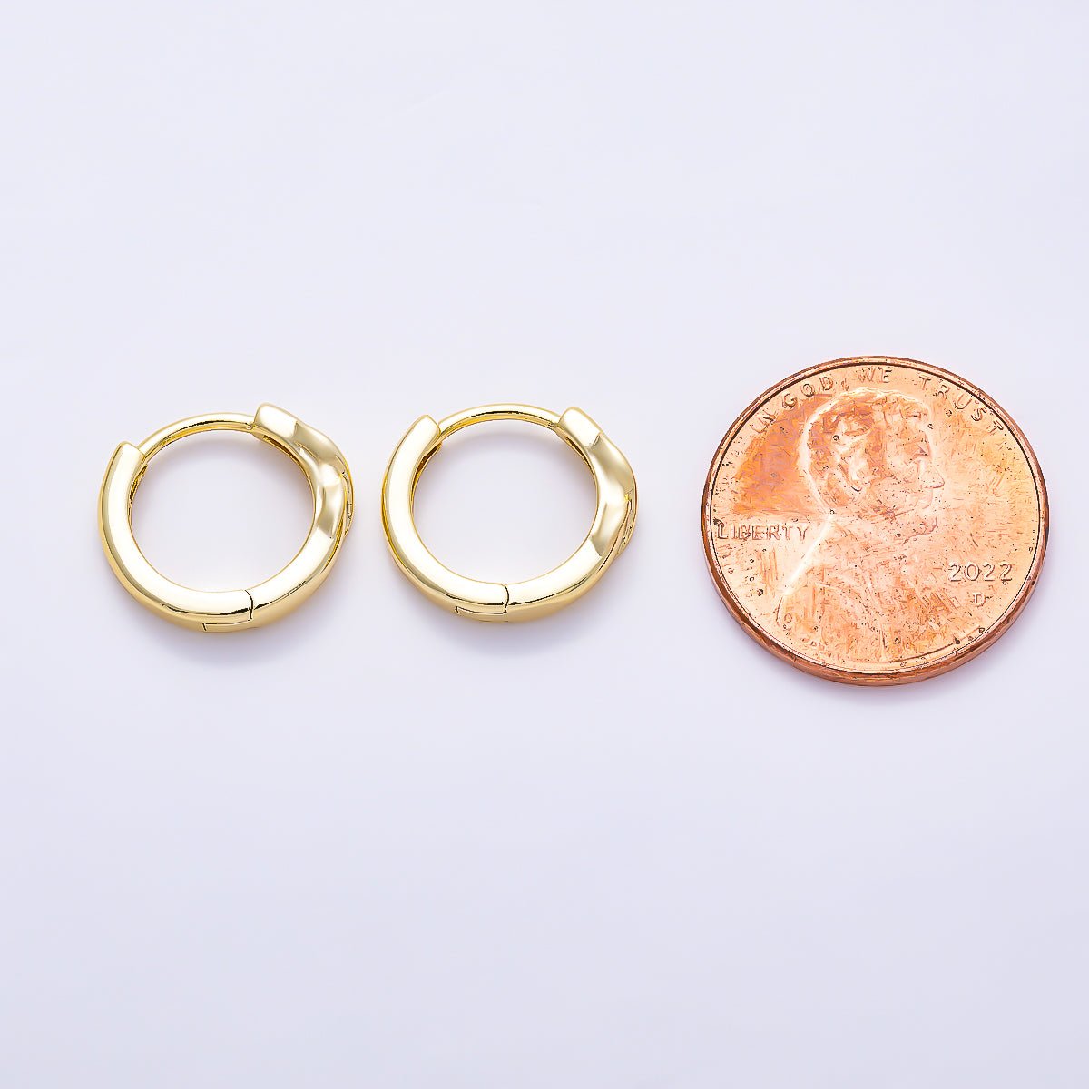 16K Gold Filled 13mm Knot Minimalist Cartilage Huggie Earrings in Gold & Silver | Earrings-00761 Earrings-00762 - DLUXCA