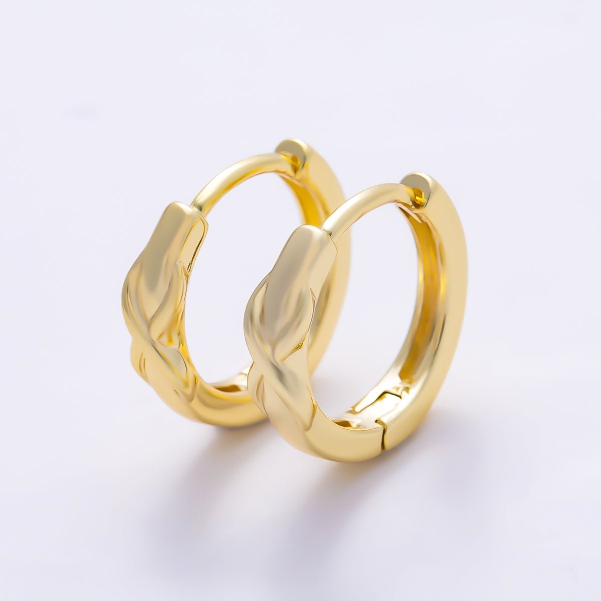 16K Gold Filled 13mm Knot Minimalist Cartilage Huggie Earrings in Gold & Silver | Earrings-00761 Earrings-00762 - DLUXCA
