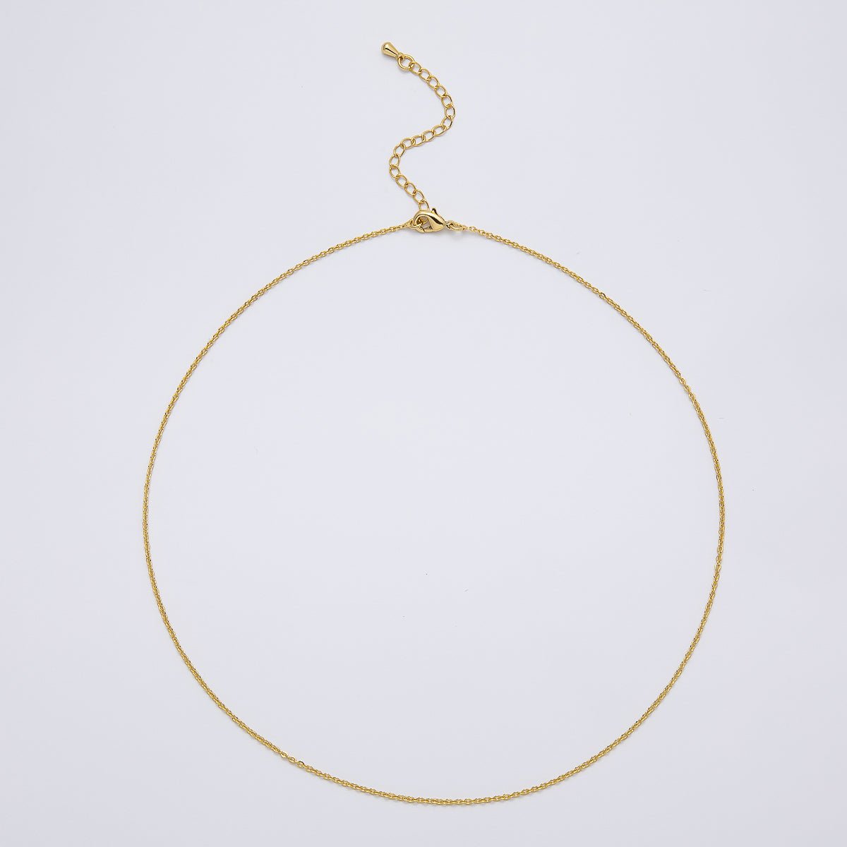 16K Gold Filled 1.3mm Minimalist Cable Chain 18 Inch Necklace w. Extender | WA - 04256 - DLUXCA