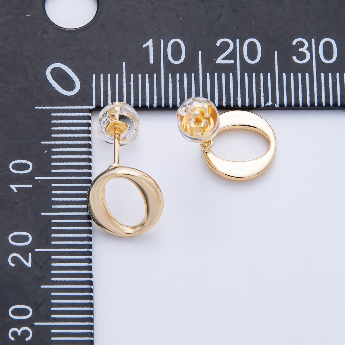 16K Gold Filled 13mm Minimalist Open Oval Drop Stud | Earrings - 00228 - DLUXCA