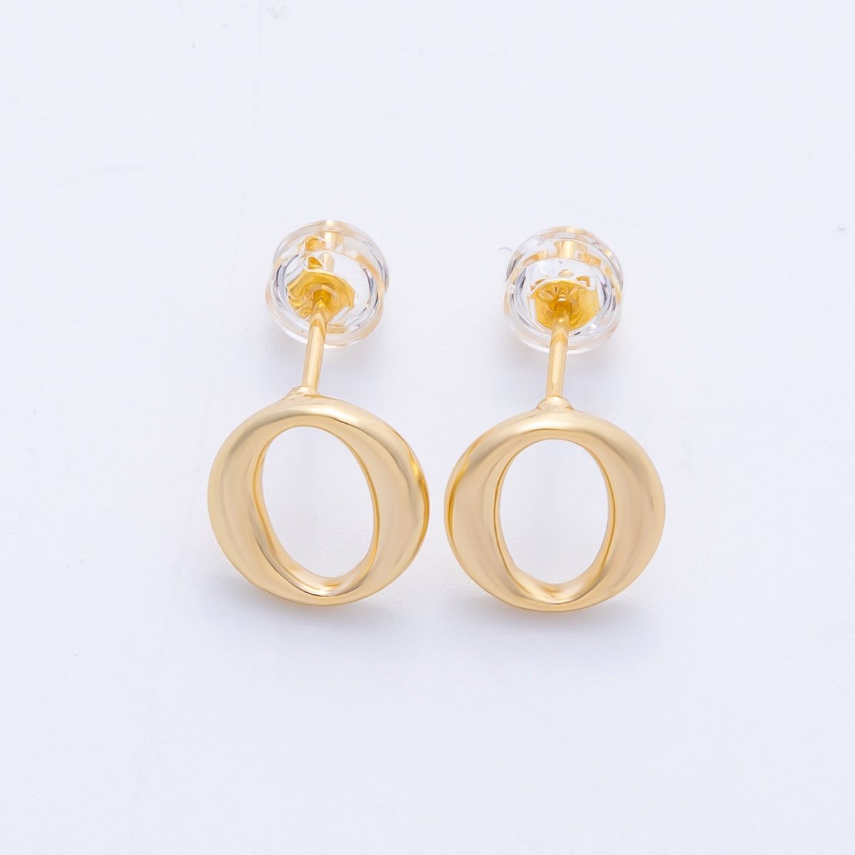 16K Gold Filled 13mm Minimalist Open Oval Drop Stud | Earrings - 00228 - DLUXCA